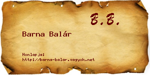 Barna Balár névjegykártya
